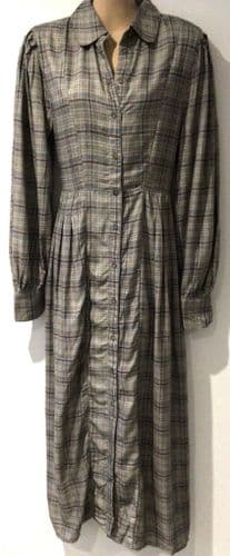 GEORGE GREY CHECKED BUTTON MAXI SHIRT DRESS NEW SIZES 8-16