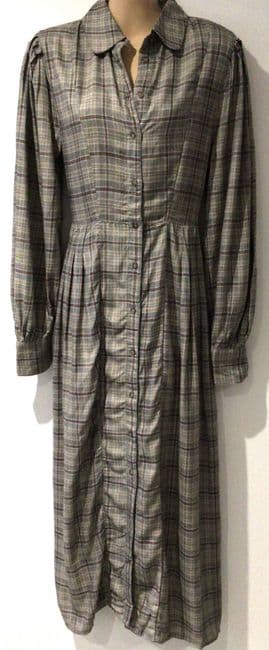 GEORGE GREY CHECKED BUTTON MAXI SHIRT DRESS NEW SIZES 8-16