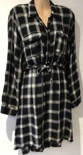 GEORGE MATERNITY BLACK CHECKED NURSING SHIRT DRESS SIZE 18