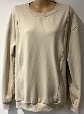 GIFTIFY CREAM ZIP NURSING SWEATSHIRT SIZE M 12/14