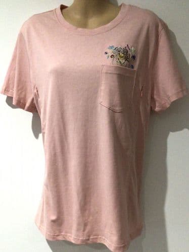 GIFTIFY MAMA PINK EMBROIDERED FLOWER POCKET NURSING TOP SIZE M 12/14