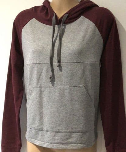 GREENHOME GREY/MAROON ZIP NURSING HOODIE SIZE 10/12