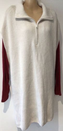 H&M BEIGE KNIT OVERSIZED SLEEVELESS JUMPER/PONCHO NEW SIZE M 12-16