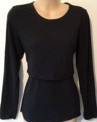 H&M BLACK LONG SLEEVED NURSING T-SHIRT TOP SIZE S 10