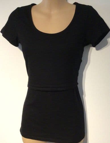 H&M BLACK SHORT SLEEVED FLAP NURSING T-SHIRT TOP SIZE L 14
