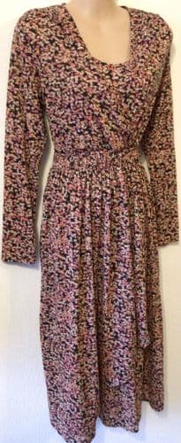 H&M MAMA BLACK FLORAL MIDI NURSING DRESS SIZE M 12