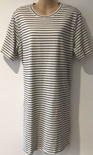 H&M MAMA BLACK/IVORY STRIPE MATERNITY/NURSING LONG TUNIC TOP BNWT SIZE M 12/14