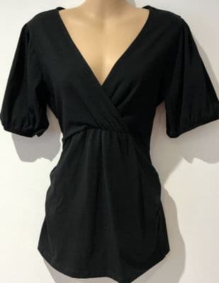 H&M MAMA BLACK JERSEY WRAP TOP BNWT SIZE M/12