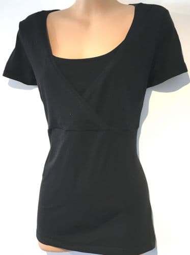 H&M MAMA BLACK NURSING SHORT SLEEVE TOP NEW SIZE XL 16/18