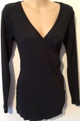 H&M MAMA BLACK RIBBED MATERNITY/NURSING JUMPER TOP SIZE M 12-14