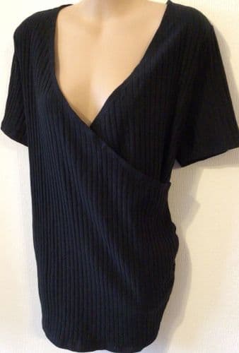 H&M MAMA BLACK RIBBED MATERNITY/NURSING TOP SIZE L 14