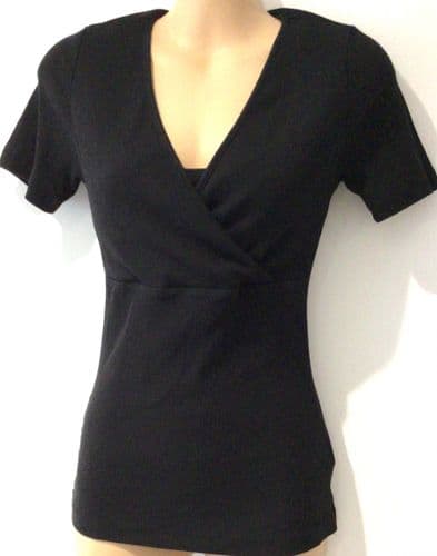 H&M MAMA BLACK RIBBED NURSING TOP SIZE M 10-12
