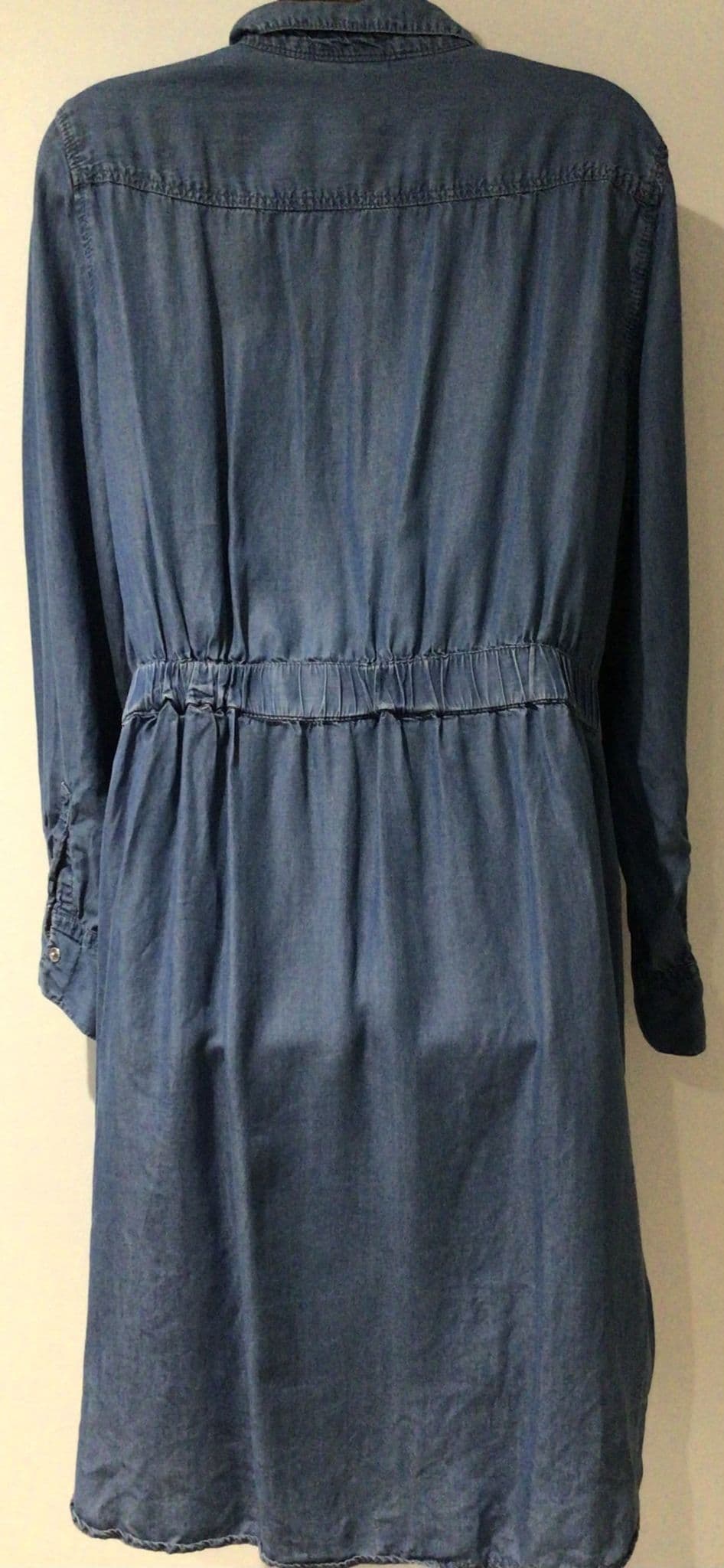 H&M MAMA CHAMBRAY DENIM MATERNITY/NURSING SHIRT DRESS SIZE L 14
