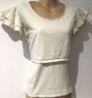 H&M MAMA CREAM BRODERIE SLEEVE NURSING TOP SIZE M 12