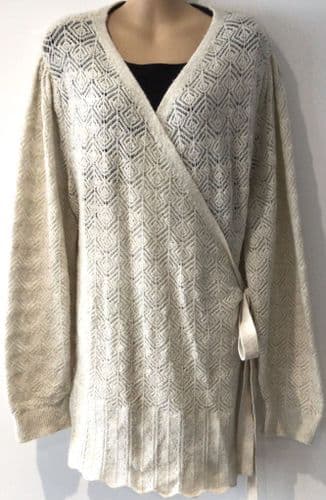H&M MAMA CREAM POINTELLE KNITTED WRAP CARDIGAN/JUMPER SIZE XL 18/20