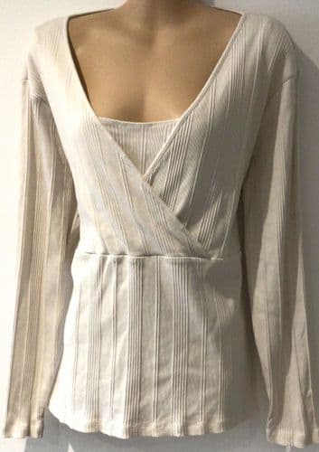 H&M MAMA CREAM RIBBED NURSING T-SHIRT TOP SIZE XXL 18-20