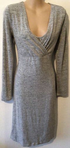H&M MAMA GREY KNIT MIDI NURSING DRESS SIZE M/12