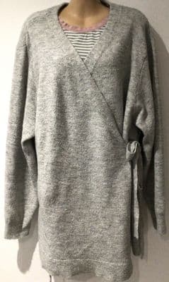 H&M MAMA GREY KNIT WRAP CARDIGAN SIZE  L 16/18