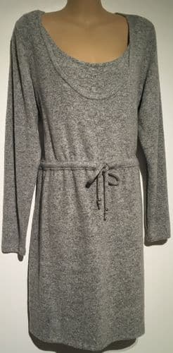 H&M MAMA GREY KNITTED NURSING JUMPER DRESS SIZE M 12/14
