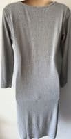 H&M MAMA GREY RIBBED MIDI NURSING DRESS SIZE L 14/16