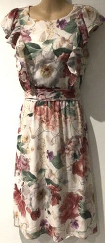 H&M MAMA IVORY FRILL FLORAL NURSING DRESS BNWT SIZE S 10