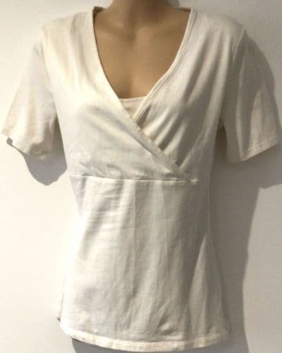 H&M MAMA IVORY NURSING SHORT SLEEVE TOP SIZE M/12