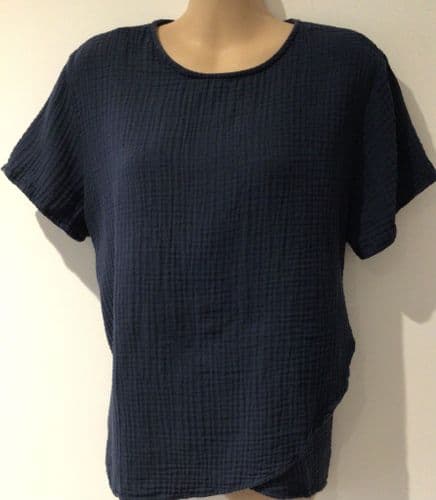 H&M MAMA NAVY CHEESECLOTH WRAP NURSING TOP SIZE M 12/14