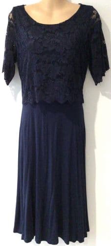 H&M MAMA NAVY LACE TOP MATERNITY & NURSING DRESS SIZE M 10/12