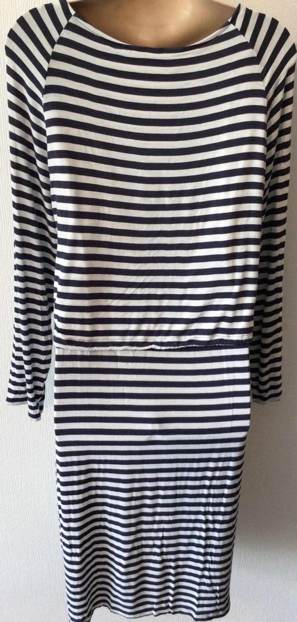 H&M MAMA NAVY STRIPE NURSING JERSEY DRESS SIZE L 14/16