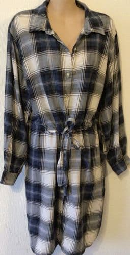 H&M MAMA NAVY/WHITE CHECK NURSING SHIRT DRESS SIZE M 12