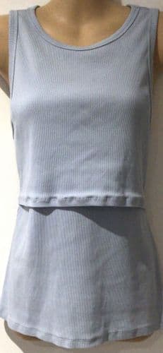 H&M MAMA PALE BLUE RIBBED FLAP NURSING VEST TOP SIZE L 12/14