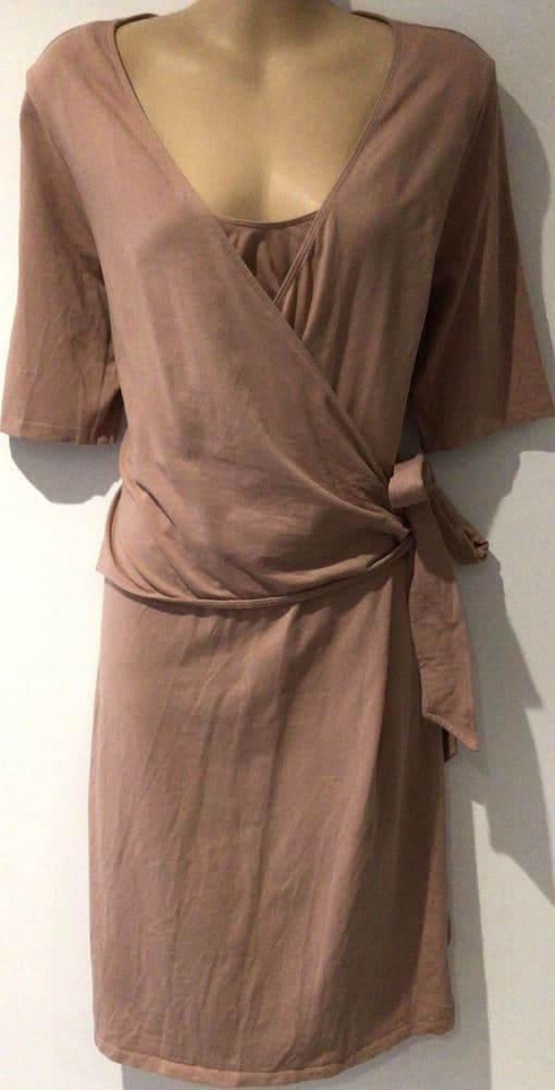 h and m jersey wrap dress H&M MAMA PINK JERSEY WRAP MIDI DRESS SIZE L 14