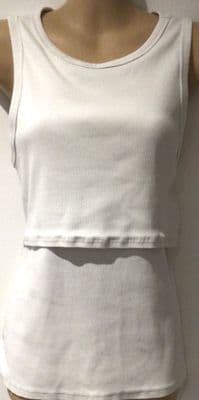 H&M MAMA WHITE RIBBED FLAP NURSING VEST TOP SIZE L 12/14