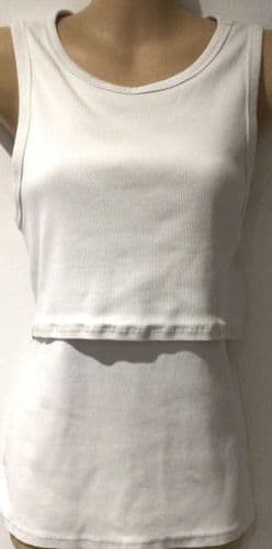 H&M MAMA WHITE RIBBED FLAP NURSING VEST TOP SIZE L 12/14