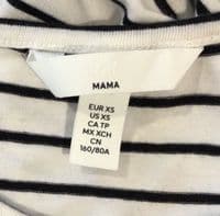 H&M MAMA WHITE STRIPE HALF SLEEVE NURSING T-SHIRT TOP SIZE XS 6/8