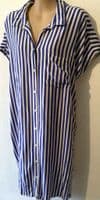 H&M MINI & ME TWINNING SET BLUE STRIPE SHIRT DRESS SIZE L 14/16