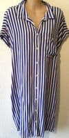H&M MINI & ME TWINNING SET BLUE STRIPE SHIRT DRESS SIZE L 14/16