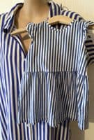 H&M MINI & ME TWINNING SET BLUE STRIPE SHIRT DRESS SIZE L 14/16