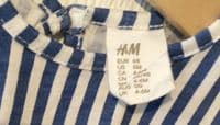 H&M MINI & ME TWINNING SET BLUE STRIPE SHIRT DRESS SIZE L 14/16