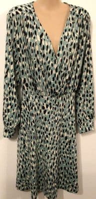 H&M MINT PRINT WRAP MIDI DRESS SIZE XL 16-18