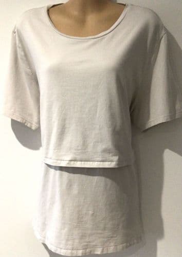 H&M OFF WHITE SHORT SLEEVED FLAP NURSING T-SHIRT TOP SIZE XXL 18-20