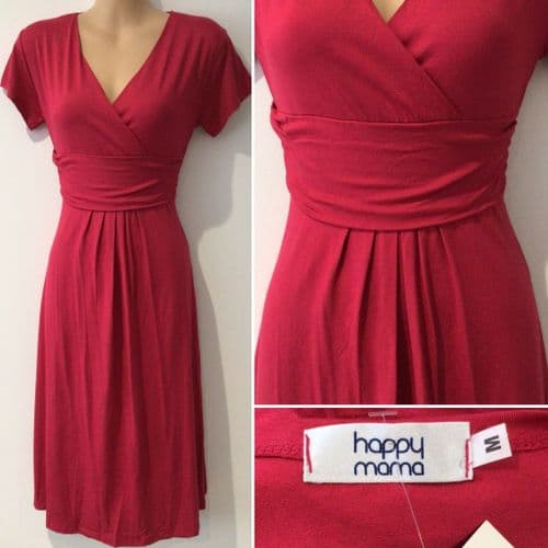 HAPPY MAMA PINK MATERNITY & NURSING JERSEY WRAP DRESS BNWT SIZE M 8/10