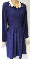 HARKEL BLUE STAR EMBROIDERED WHALE SHIRT DRESS SIZE 12