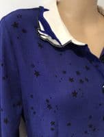 HARKEL BLUE STAR EMBROIDERED WHALE SHIRT DRESS SIZE 12