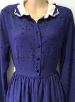 HARKEL BLUE STAR EMBROIDERED WHALE SHIRT DRESS SIZE 12