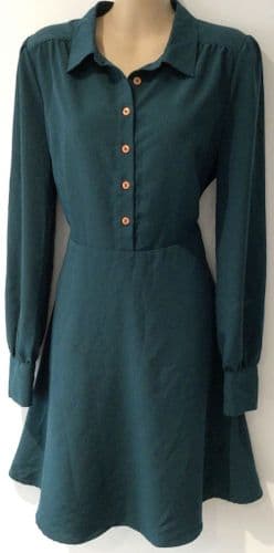 HARKEL TEAL BUTTON SWING SHIRT DRESS BNWT SIZE 16