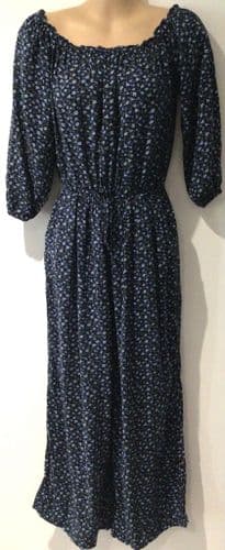 HOLLISTER BLUE FLORAL STRETCH SHOULDER JUMPSUIT SIZE S 8/10