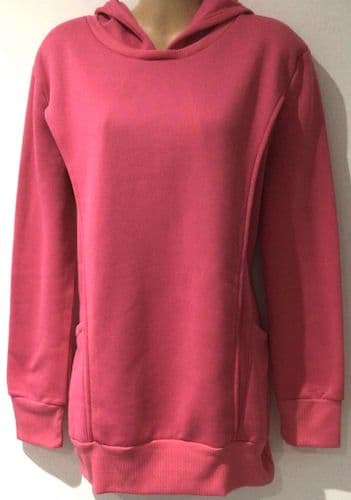 HOT PINK FLEECE LINED NURSING HOODIE SIZES 12/14 & 16/18