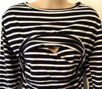 HOTMAMA BLACK STRIPE NURSING JERSEY DRESS SIZE M 10/12