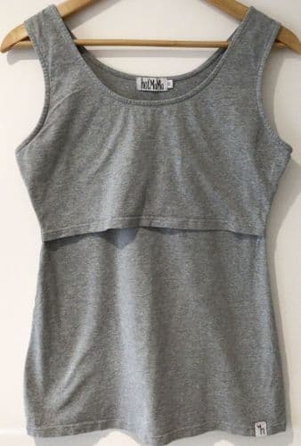 HOTMAMA GREY NURSING JERSEY VEST TOP SIZE 12